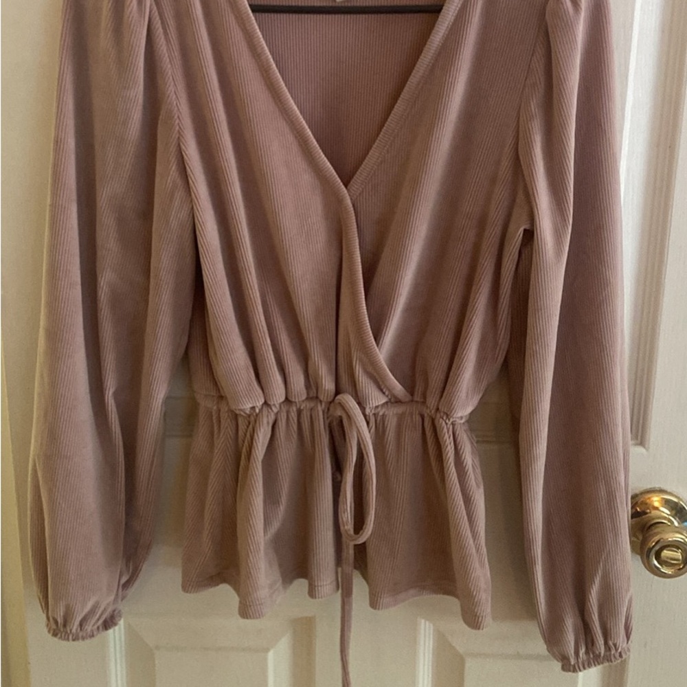 Madewell Pink Long Sleeve Wrap Blouse